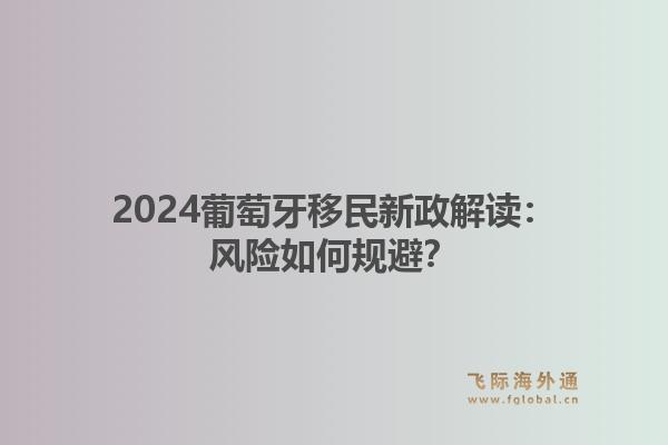 2024葡萄牙移民新政解读：风险如何规避？