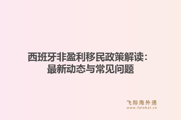 西班牙非盈利移民政策解读：最新动态与常见问题