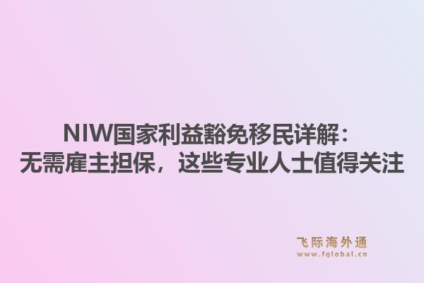 NIW国家利益豁免移民详解：无需雇主担保，这些专业人士值得关注