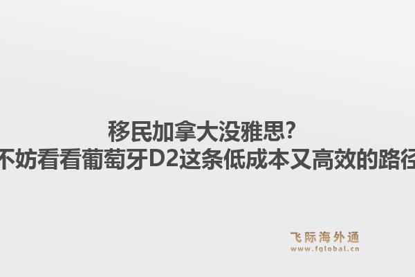移民加拿大没雅思？不妨看看葡萄牙D2这条低成本又高效的路径