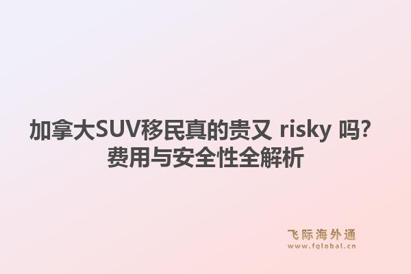 加拿大SUV移民真的贵又 risky 吗？费用与安全性全解析