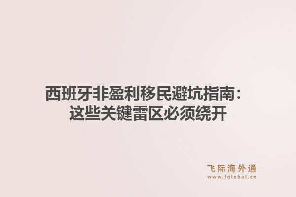 西班牙非盈利移民避坑指南：这些关键雷区必须绕开