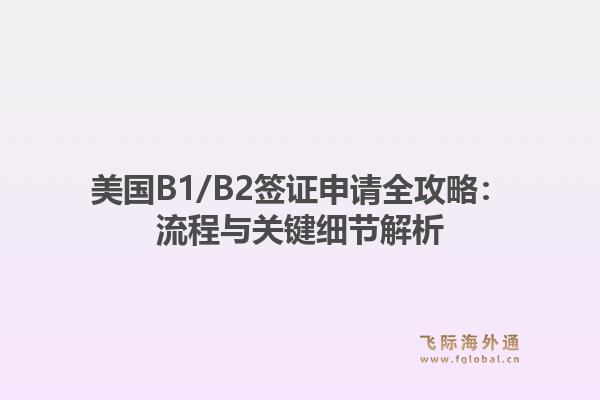 美国B1/B2签证申请全攻略：流程与关键细节解析