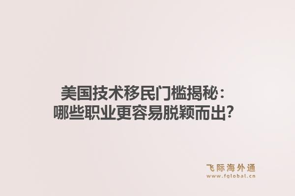 美国技术移民门槛揭秘：哪些职业更容易脱颖而出？