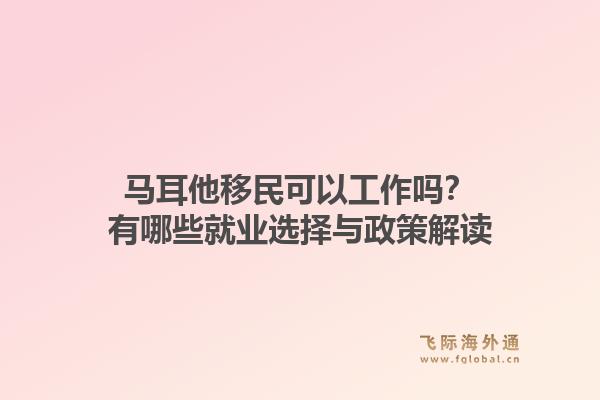 马耳他移民可以工作吗？有哪些就业选择与政策解读