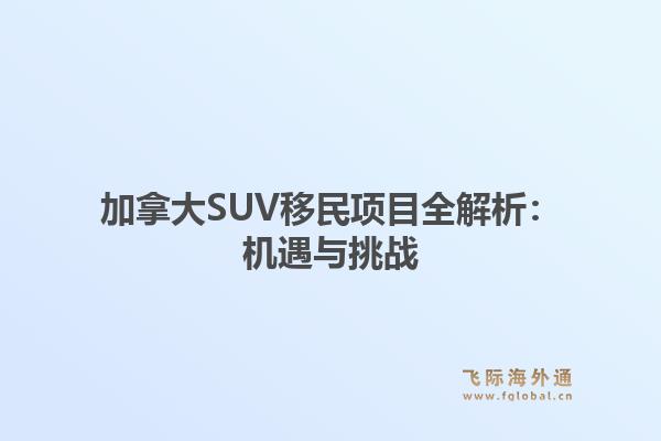加拿大SUV移民项目全解析：机遇与挑战