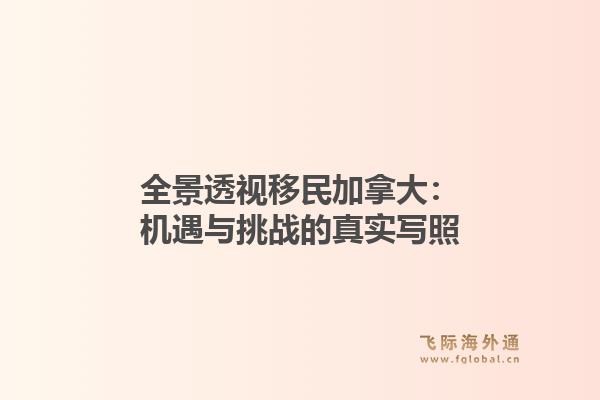 全景透视移民加拿大：机遇与挑战的真实写照