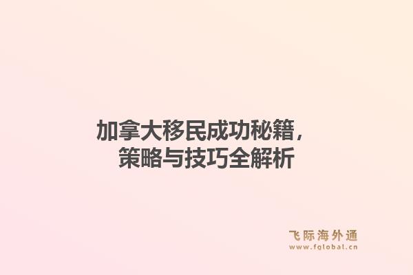 加拿大移民成功秘籍，策略与技巧全解析