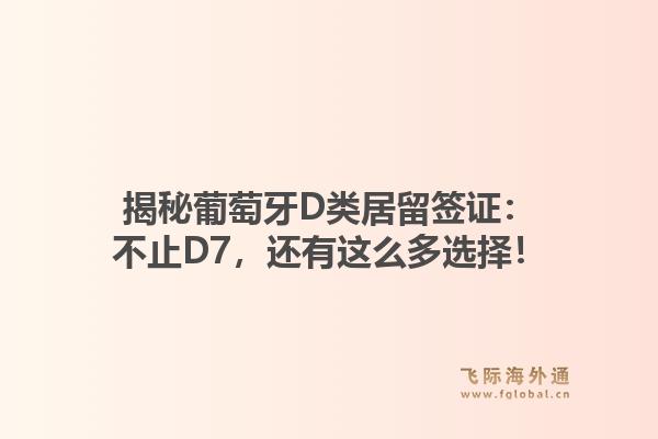 揭秘葡萄牙D类居留签证：不止D7，还有这么多选择！