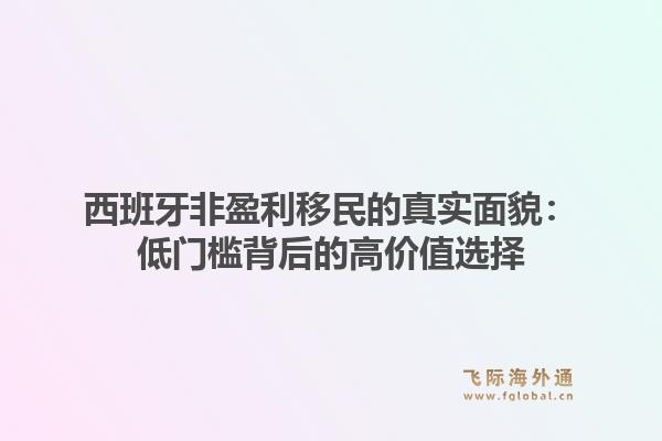 西班牙非盈利移民的真实面貌：低门槛背后的高价值选择