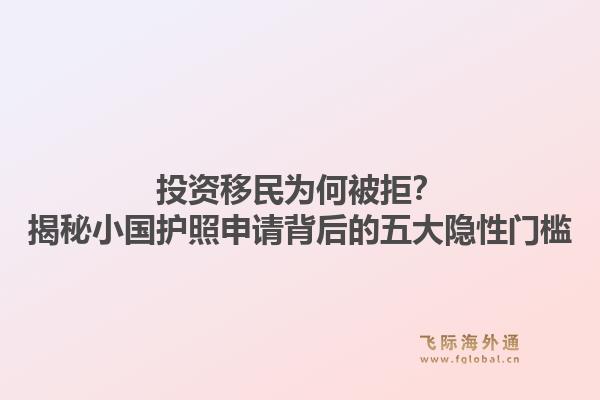 投资移民为何被拒？揭秘小国护照申请背后的五大隐性门槛